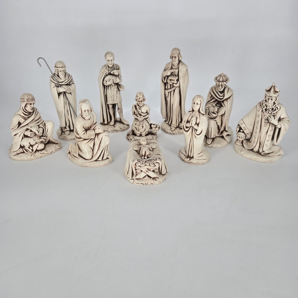 Vintage Holland Mold Nativity Set 11 Pc Ceramic Christmas Manger Figures 8 Inch